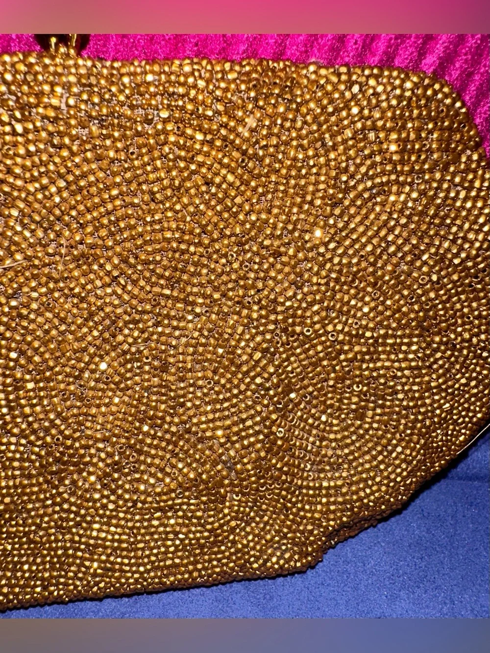 VTG 1950s Saks Fifth Avenue Gold Beaded Clutch Made in Belgium